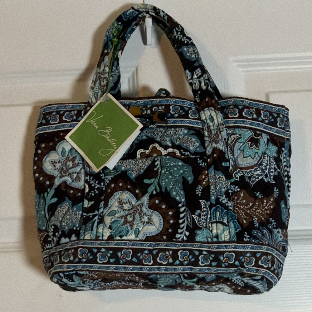 Vera Bradley Women's Cotton Little Toggle Tote Java Blue Retired Print 2006 NWT